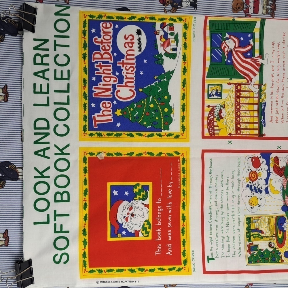 Christmas look & learn soft book collection Princess fabrics inc book pattern